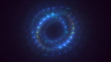 Soyut mavi fraktal ışık arkaplanı 3 boyutlu oluşturuluyor