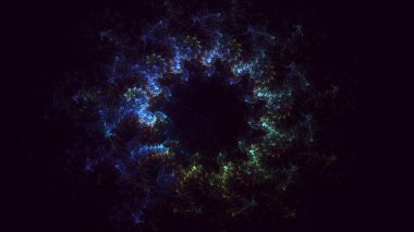 Soyut mavi fraktal ışık arkaplanı 3 boyutlu oluşturuluyor