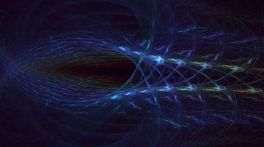Soyut mavi fraktal ışık arkaplanı 3 boyutlu oluşturuluyor