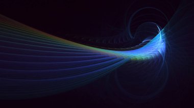 Soyut mavi fraktal ışık arkaplanı 3 boyutlu oluşturuluyor