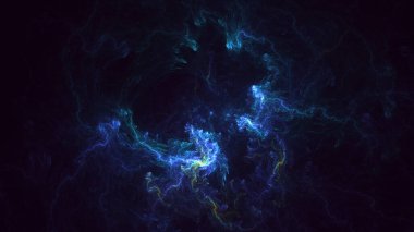 Soyut mavi fraktal ışık arkaplanı 3 boyutlu oluşturuluyor