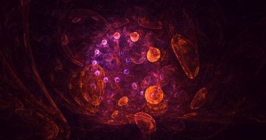 Soyut fraktal ışık arkaplanı 3 boyutlu oluşturuluyor