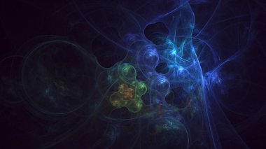 Soyut mavi fraktal ışık arkaplanı 3 boyutlu oluşturuluyor