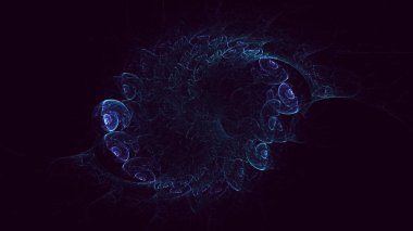 Soyut mavi fraktal ışık arkaplanı 3 boyutlu oluşturuluyor