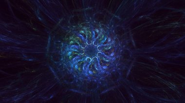 Soyut fraktal ışık arkaplanı 3 boyutlu oluşturuluyor