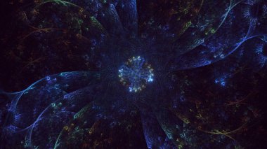 Soyut fraktal ışık arkaplanı 3 boyutlu oluşturuluyor