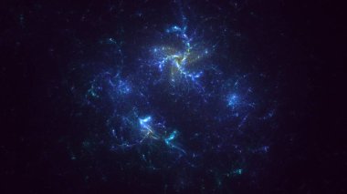 Soyut mavi fraktal ışık arkaplanı 3 boyutlu oluşturuluyor