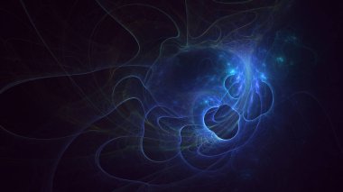 Soyut mavi fraktal ışık arkaplanı 3 boyutlu oluşturuluyor