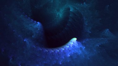 Soyut mavi fraktal ışık arkaplanı 3 boyutlu oluşturuluyor