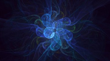 Soyut mavi fraktal ışık arkaplanı 3 boyutlu oluşturuluyor