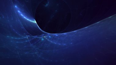 Soyut mavi fraktal ışık arkaplanı 3 boyutlu oluşturuluyor