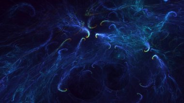 Soyut mavi fraktal ışık arkaplanı 3 boyutlu oluşturuluyor
