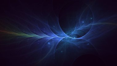 Soyut mavi fraktal ışık arkaplanı 3 boyutlu oluşturuluyor