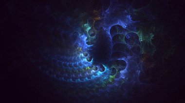 3D, soyut çok renkli teknoloji fraktal ışık arkaplanı oluşturuluyor