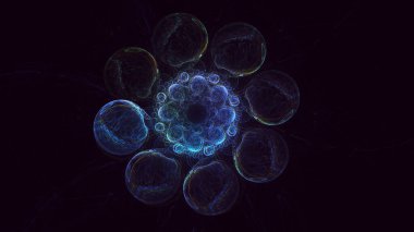 3D, soyut çok renkli teknoloji fraktal ışık arkaplanı oluşturuluyor