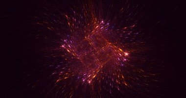 3D, soyut çok renkli teknoloji fraktal ışık arkaplanı oluşturuluyor