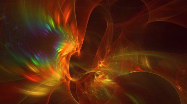 Soyut çok renkli fraktal ışık arkaplanı 3B görüntüleme