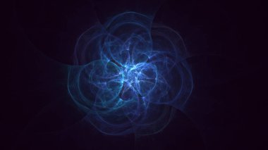 Soyut mavi fraktal ışık arkaplanı 3 boyutlu oluşturuluyor