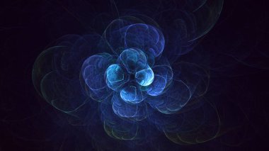 Soyut mavi fraktal ışık arkaplanı 3 boyutlu oluşturuluyor