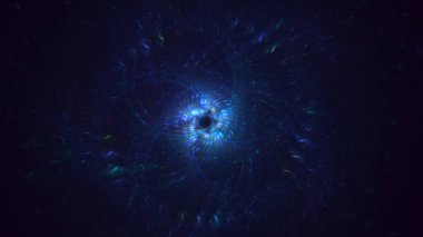Soyut mavi fraktal ışık arkaplanı 3 boyutlu oluşturuluyor