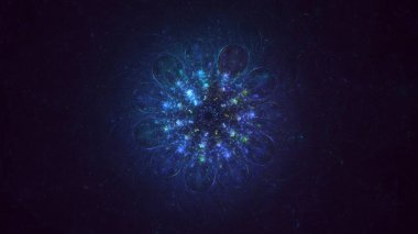 Soyut mavi fraktal ışık arkaplanı 3 boyutlu oluşturuluyor