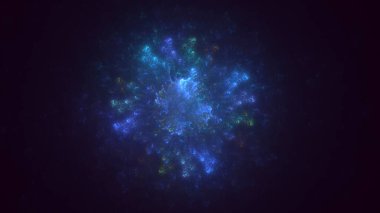 Soyut mavi fraktal ışık arkaplanı 3 boyutlu oluşturuluyor