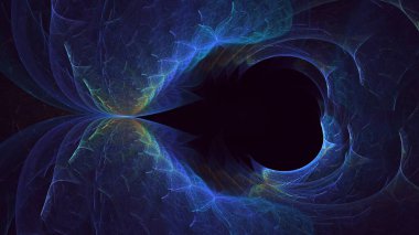 Soyut mavi fraktal ışık arkaplanı 3 boyutlu oluşturuluyor