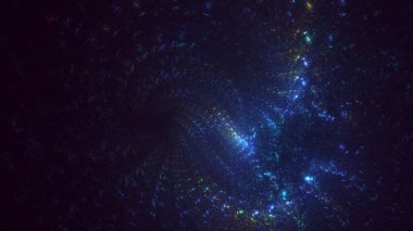 Soyut mavi fraktal ışık arkaplanı 3 boyutlu oluşturuluyor