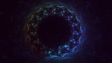 Soyut mavi fraktal ışık arkaplanı 3 boyutlu oluşturuluyor