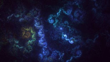 Soyut çok renkli fraktal ışık arkaplanı 3B görüntüleme