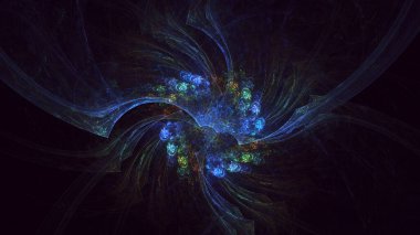 Soyut çok renkli fraktal ışık arkaplanı 3B görüntüleme