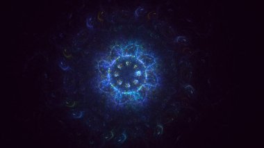 3D, soyut çok renkli teknoloji fraktal ışık arkaplanı oluşturuluyor