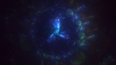 Soyut mavi fraktal ışık arkaplanı 3 boyutlu oluşturuluyor