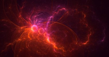 3D soyut sevgililer günü kırmızı fraktal ışık arkaplanı oluşturma