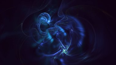 Soyut mavi fraktal ışık arkaplanı 3 boyutlu oluşturuluyor