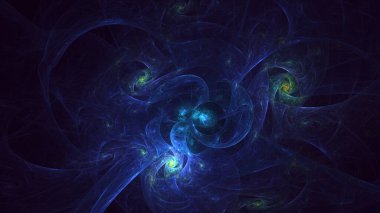Soyut mavi fraktal ışık arkaplanı 3 boyutlu oluşturuluyor