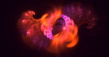 3D, soyut çok renkli teknoloji fraktal ışık arkaplanı oluşturuluyor