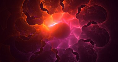 3D, soyut çok renkli teknoloji fraktal ışık arkaplanı oluşturuluyor