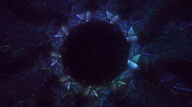 3D, soyut çok renkli teknoloji fraktal ışık arkaplanı oluşturuluyor