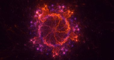 3D, soyut çok renkli teknoloji fraktal ışık arkaplanı oluşturuluyor