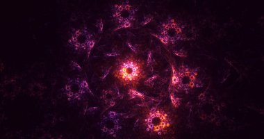 3D, soyut çok renkli teknoloji fraktal ışık arkaplanı oluşturuluyor