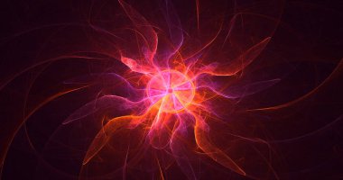 3D, soyut çok renkli teknoloji fraktal ışık arkaplanı oluşturuluyor