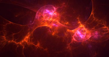 3D, soyut çok renkli teknoloji fraktal ışık arkaplanı oluşturuluyor