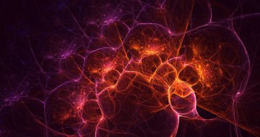 3D, soyut çok renkli teknoloji fraktal ışık arkaplanı oluşturuluyor