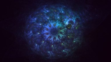 3D, soyut çok renkli teknoloji fraktal ışık arkaplanı oluşturuluyor