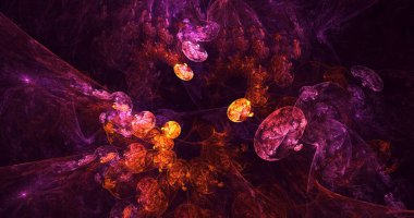 3B soyut renkli fraktal ışık arkaplanı oluşturma