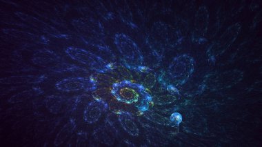 Soyut çok renkli fraktal ışık arkaplanı 3B görüntüleme