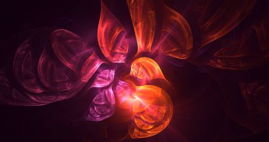 Soyut çok renkli fraktal ışık arkaplanı 3B görüntüleme