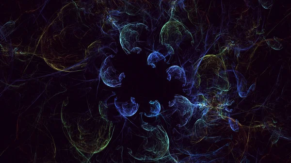 Rendering Abstrakten Mehrfarbigen Technologie Fraktalen Licht Hintergrund — Stockfoto