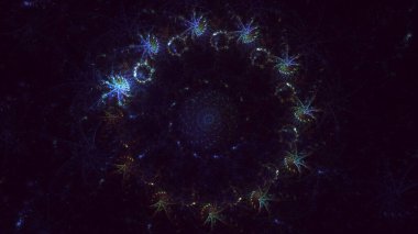 3D, soyut çok renkli teknoloji fraktal ışık arkaplanı oluşturuluyor